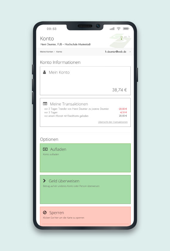 Beispielbild für die Guthabenkonto App