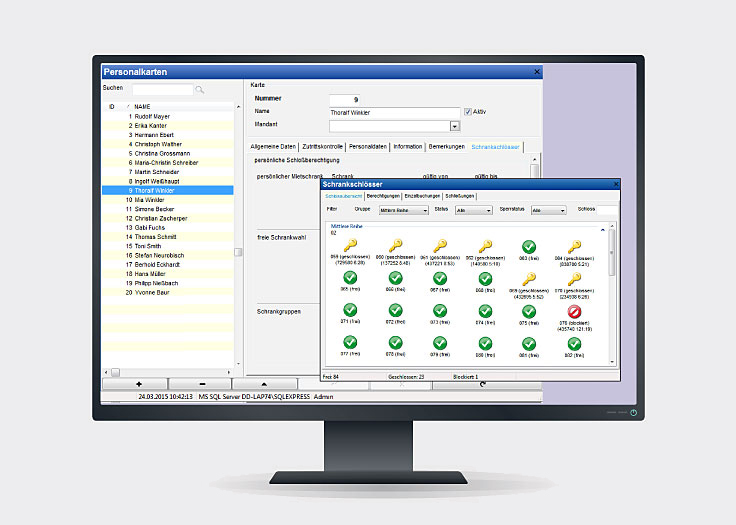 Beispielbild für die Steuerungssoftware von elektronischen Schließfächern