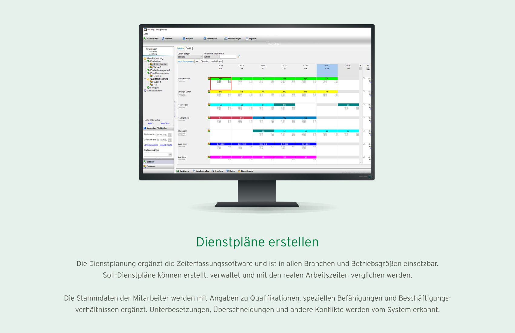 Beispielbild für Dienstpläne erstellen im Rahmen der Zeiterfassungssoftware