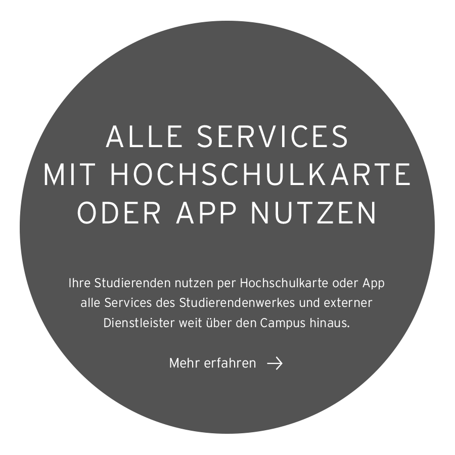 Beispielbild für die Nutzung aller Services per Hochschulkarte oder SECANDA App